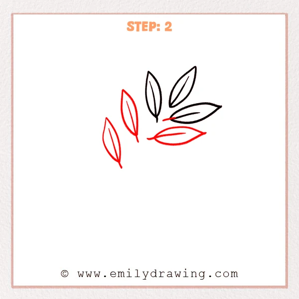 how to draw an olive branch - Step 2